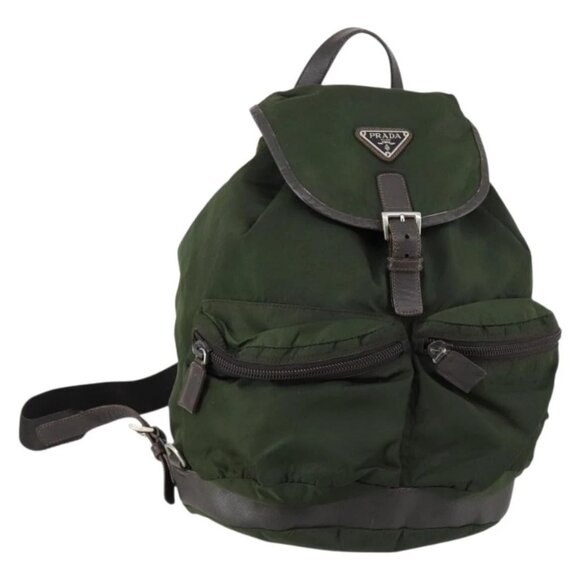 PRADA Backpack Nylon Khaki Silver Auth bs29914 main image 14